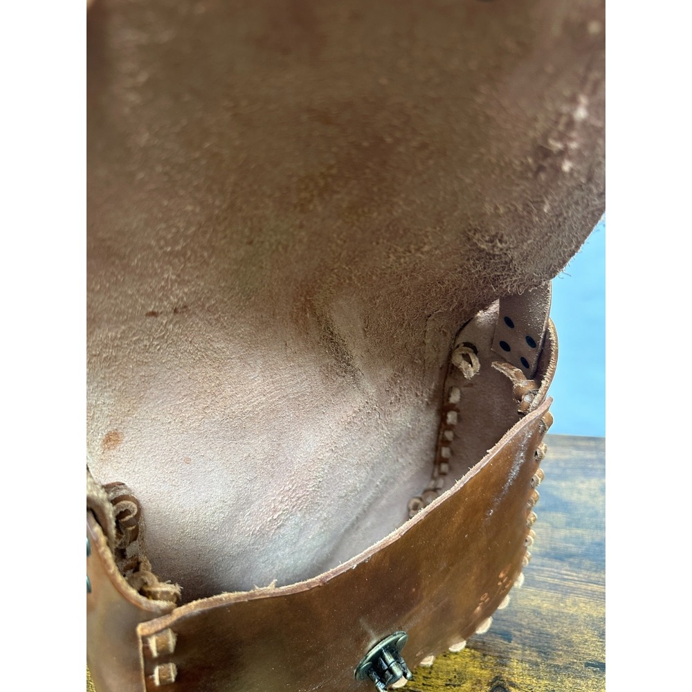 Whipstitch Tooled Leather Shoulder Bag Floral Boho Western Hippie Unbranded - Picture 7 of 16